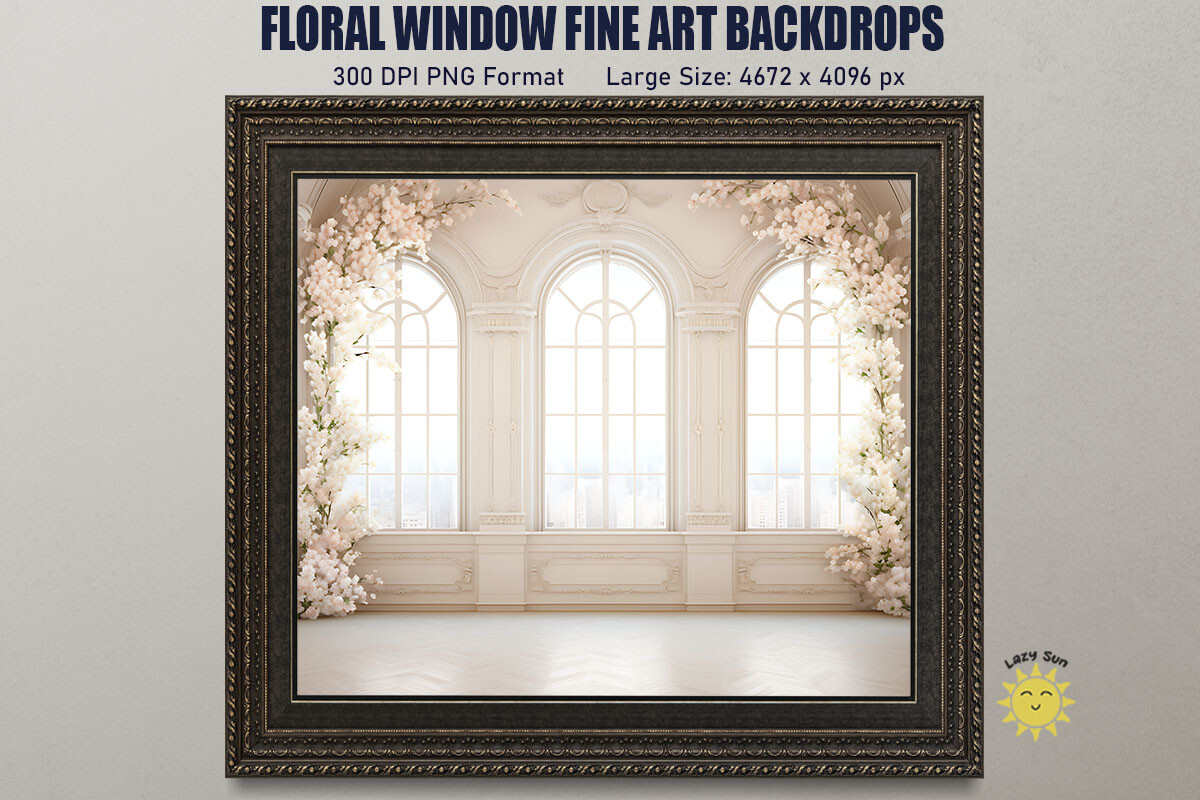Floral Window Fine Art Backdrop Graphic by Lazy Sun · Creative Fabrica