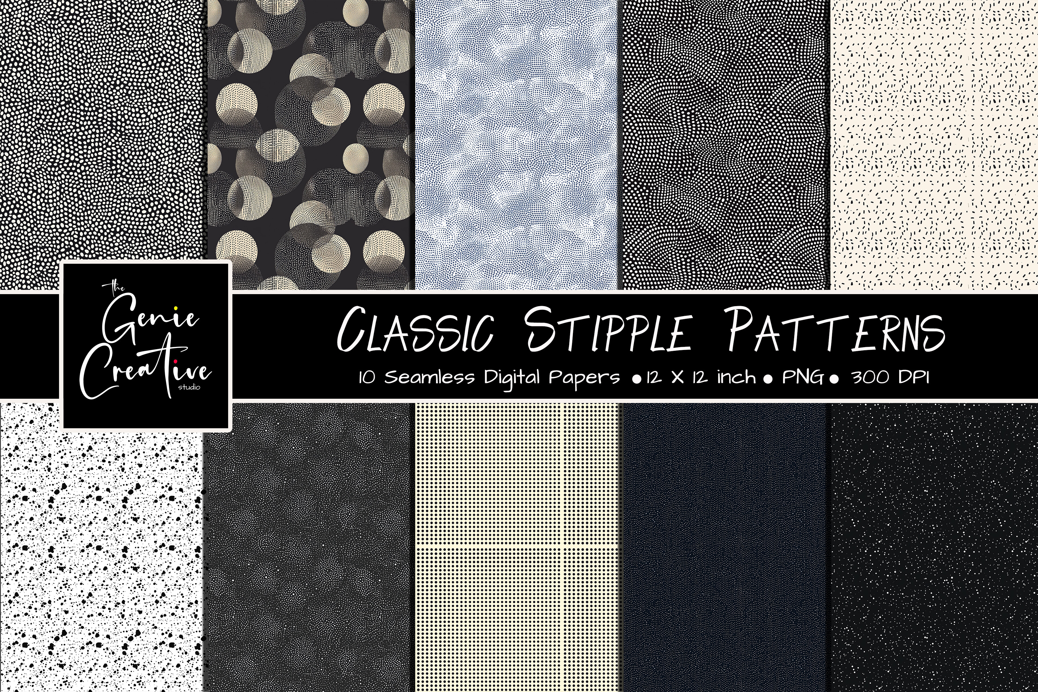 Classic Stipple Seamless Patterns Set Graphic by thegeniecreativestudio ...