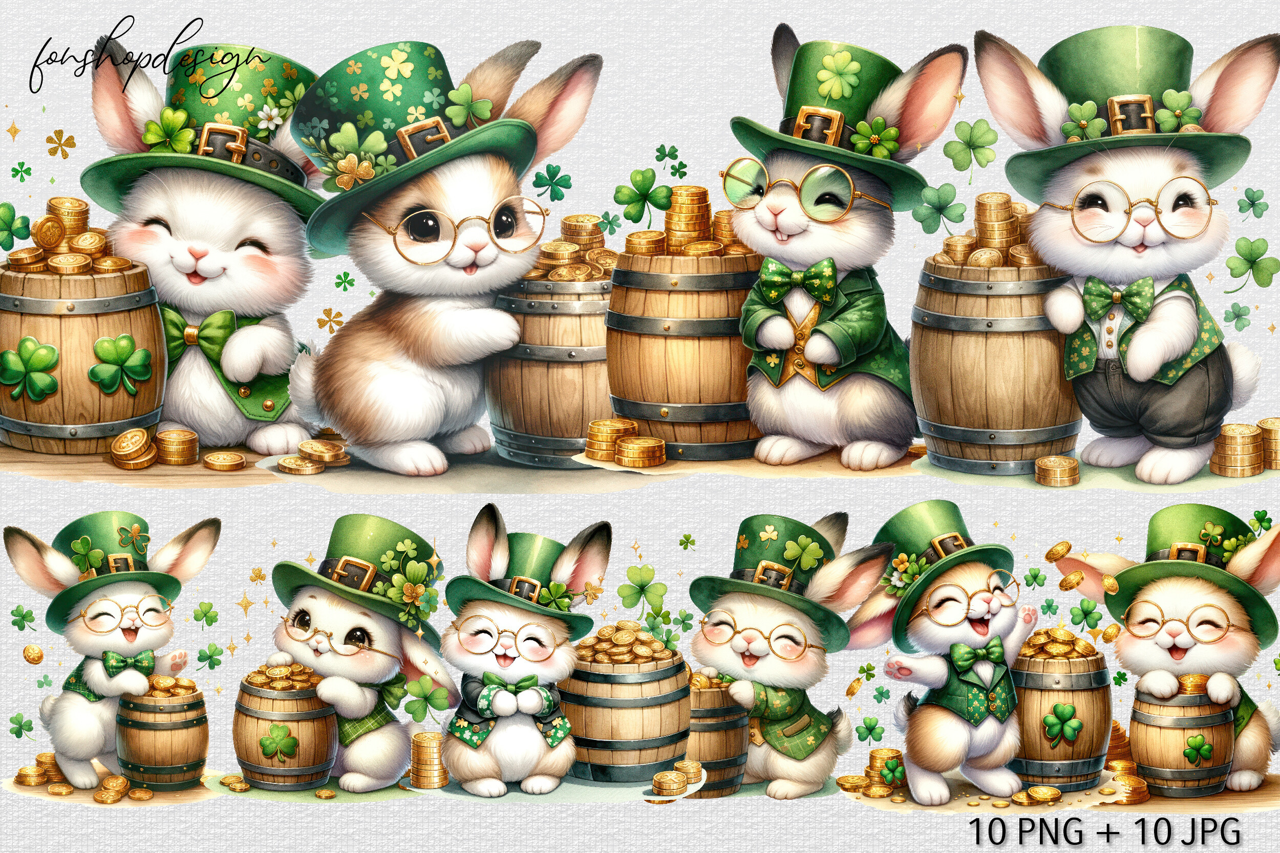 Cute Bunny St Patrick's Day Clipart Graphic by FonShopDesign · Creative ...