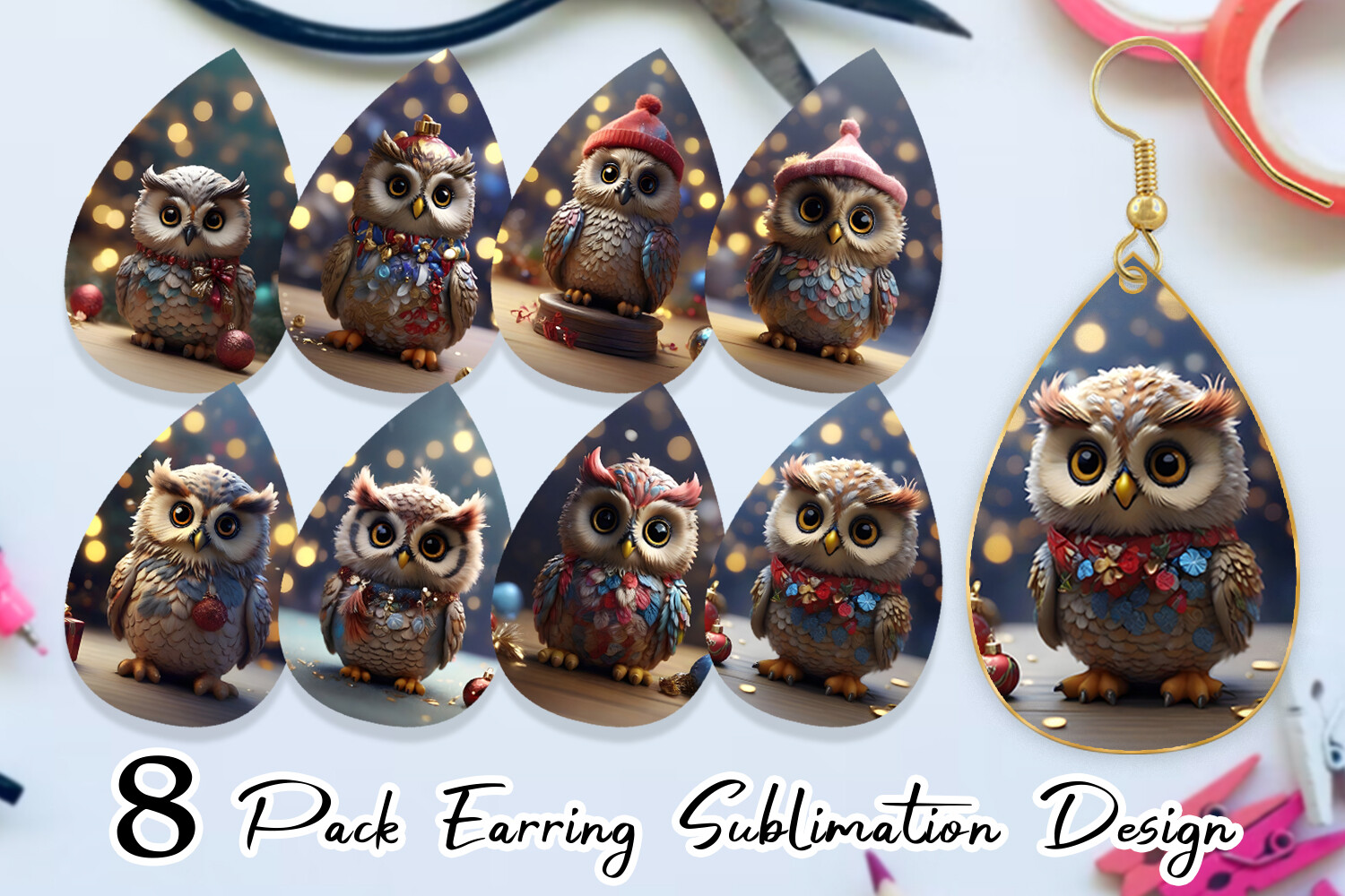 Earring Owl Happy New Year Graphic by Artnoy · Creative Fabrica