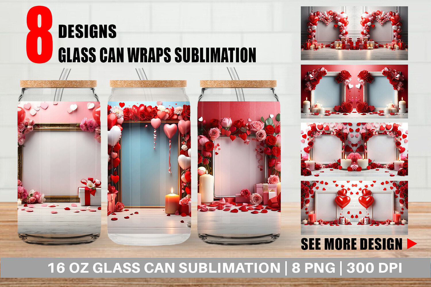 Glass Can Frame Valentine Graphic by Artnoy · Creative Fabrica