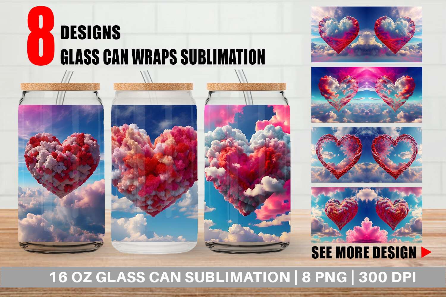 Glass Can Heart Clouds Graphic by Artnoy · Creative Fabrica