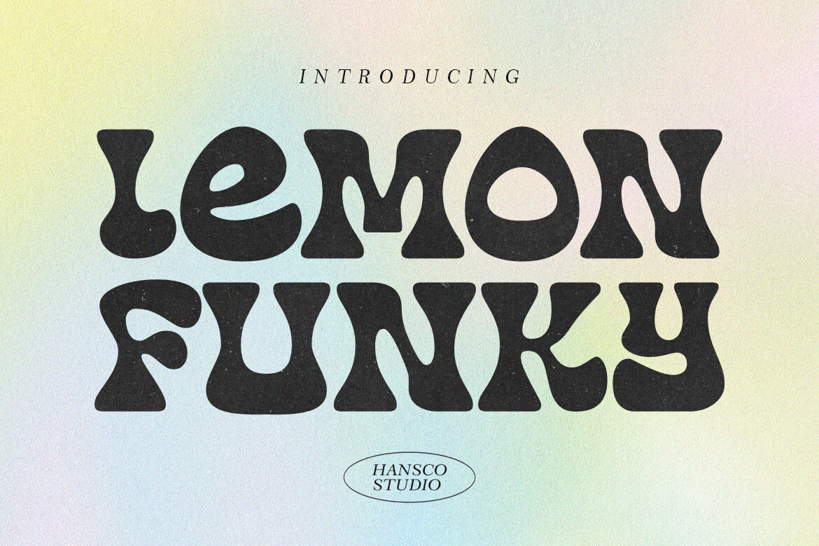 Lemon Funky preview, retro psychedelic font with rounded touch and multilingual support