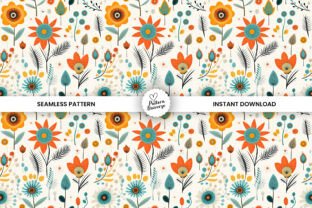 Mid Century Flowers Seamless Patterns Graphic by Pattern Universe ...