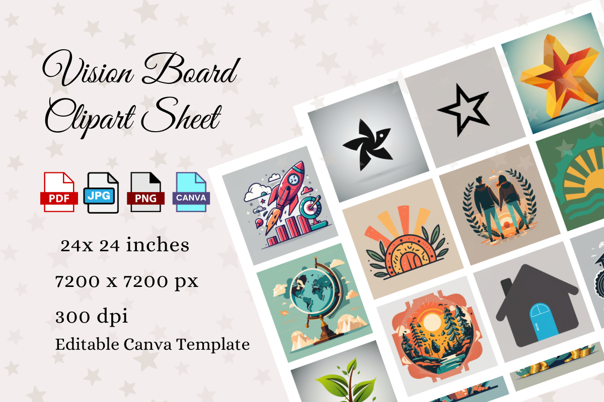 Printable Vision Board Clipart Sheet