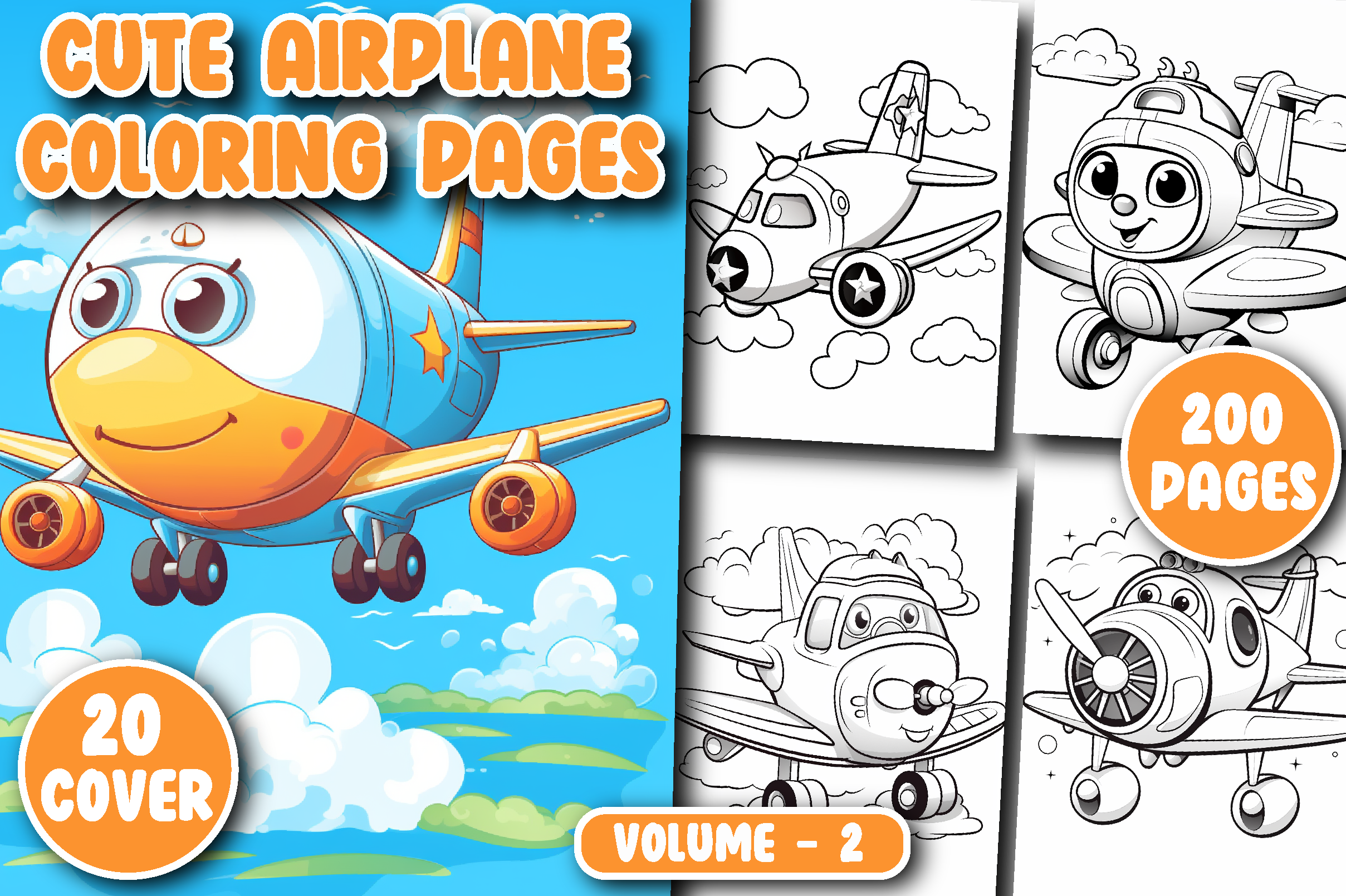 200 Cute Airplane Coloring Pages