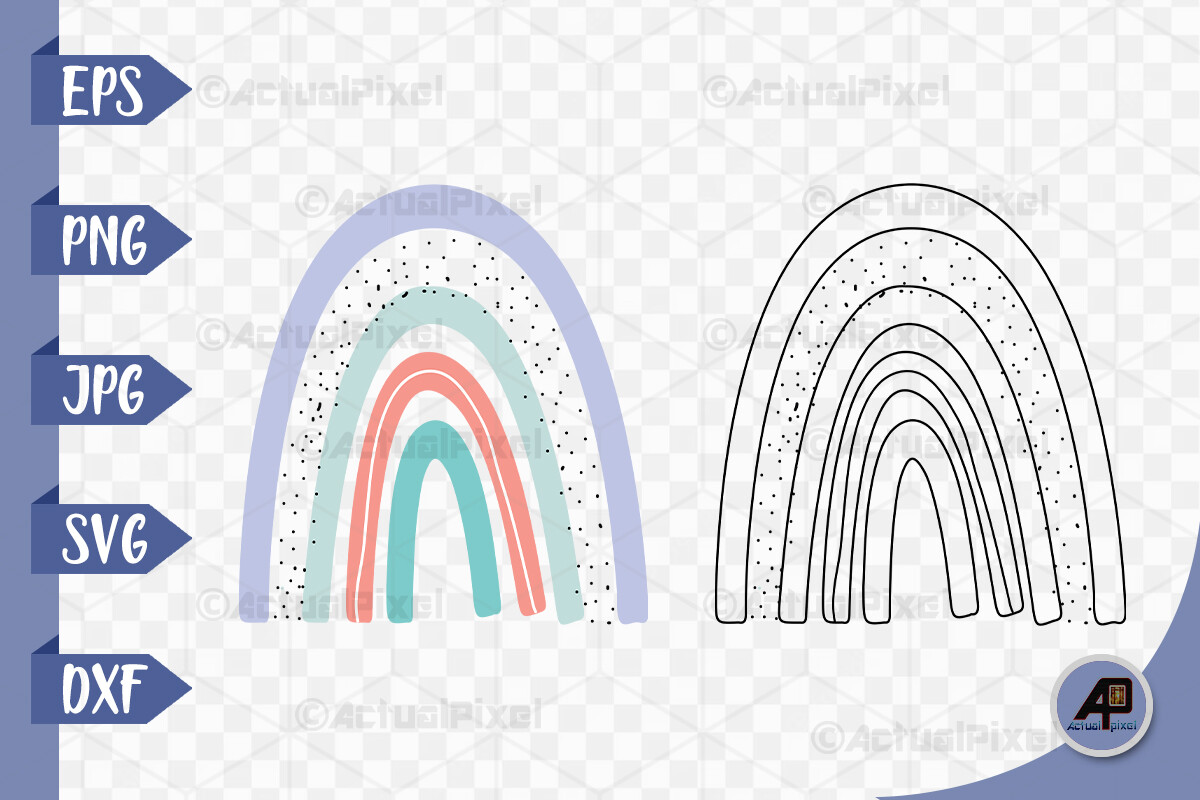 Rainbow Outline with Color Clipart Graphic by Actual Pixel · Creative ...