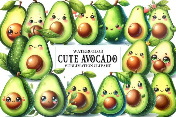 Cute Avocado Sublimation Bundle Graphic Illustrations By king store