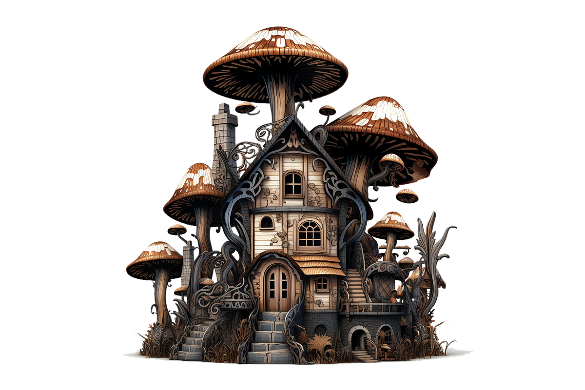 Magic House with Mushrooms. Sublimation