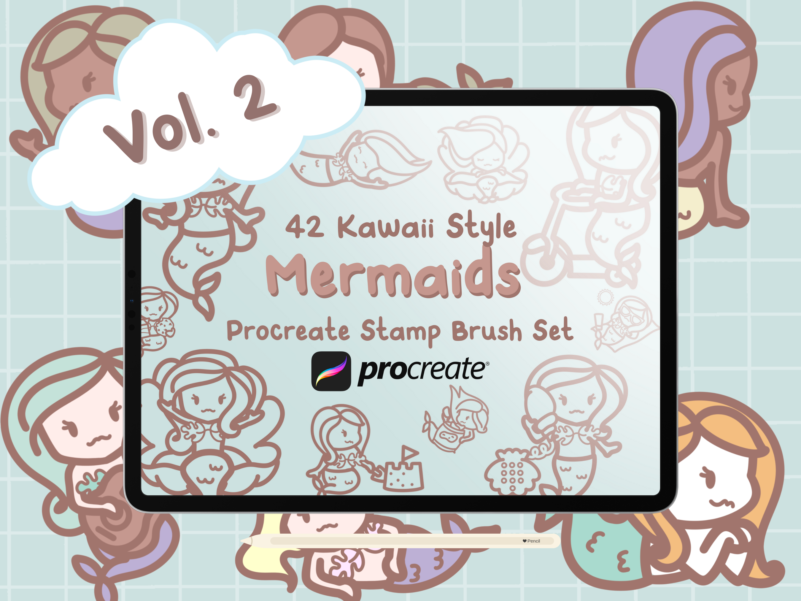 Mermaids Vol. 2 Procreate Stamp Brushes Graphic by HalieKStudio ...