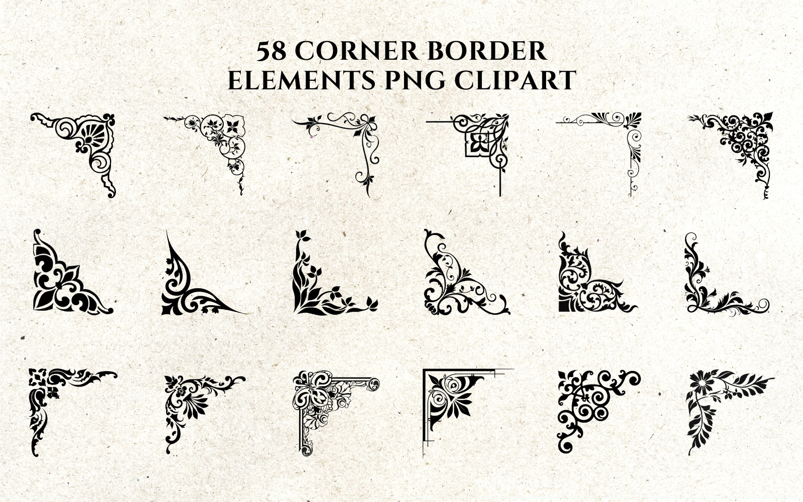 58 Corner Border Elements PNG Clipart