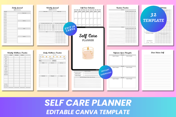 2024 Self Care Planner Canva Template Graphic by DIGITAL PRINT BOX ...
