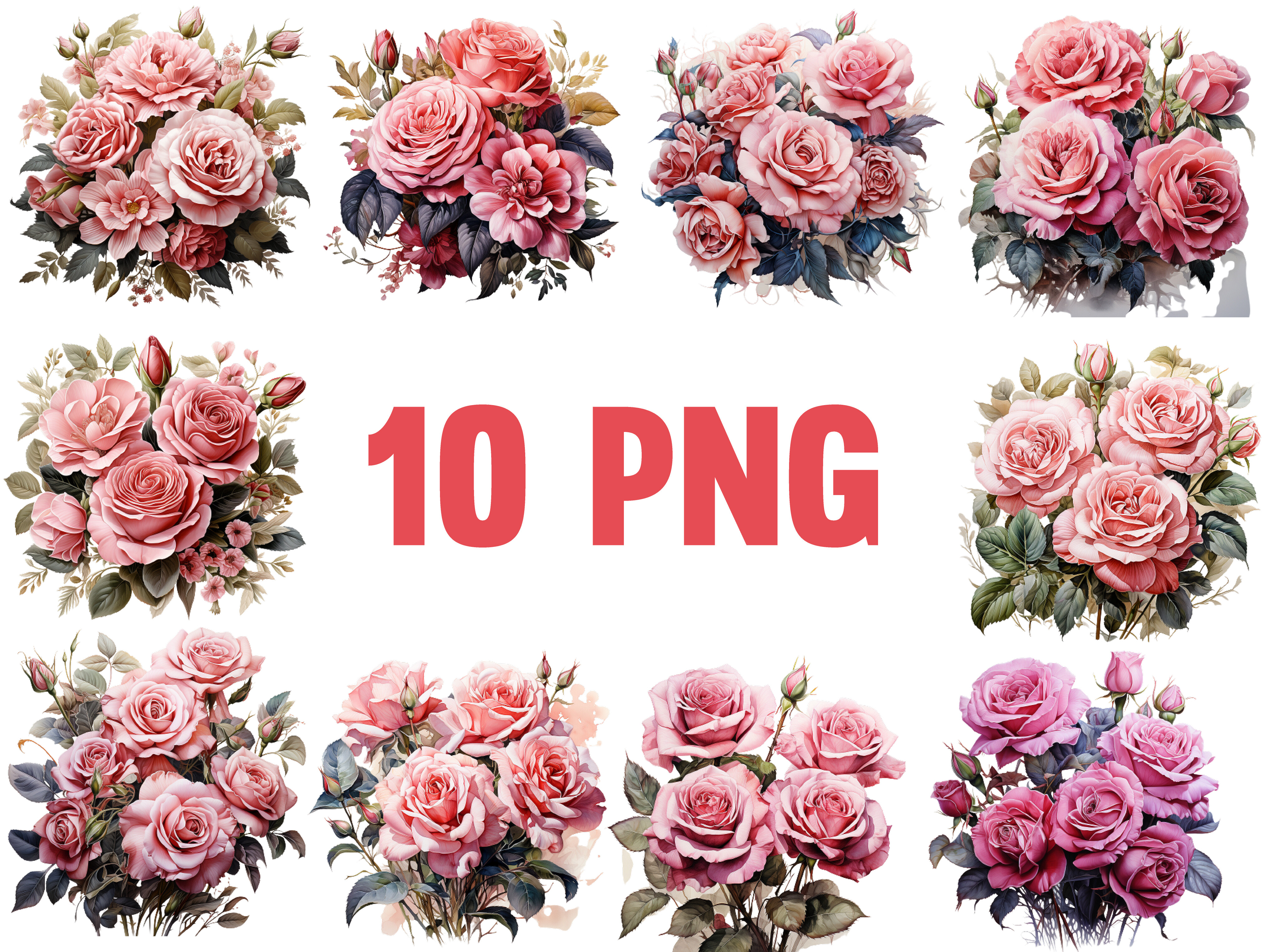 Pink Floral Clipart Rose Png Graphic by Nayem Khan · Creative Fabrica