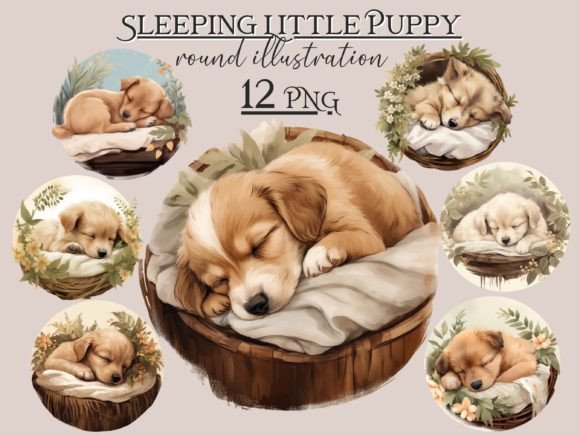 sleeping puppy round png bundle sublimation coaster ornament memorial gift