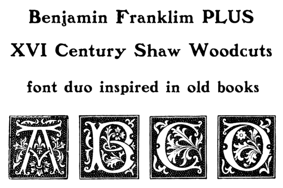 Preview specimen of Benjamin Franklin blackletter font
