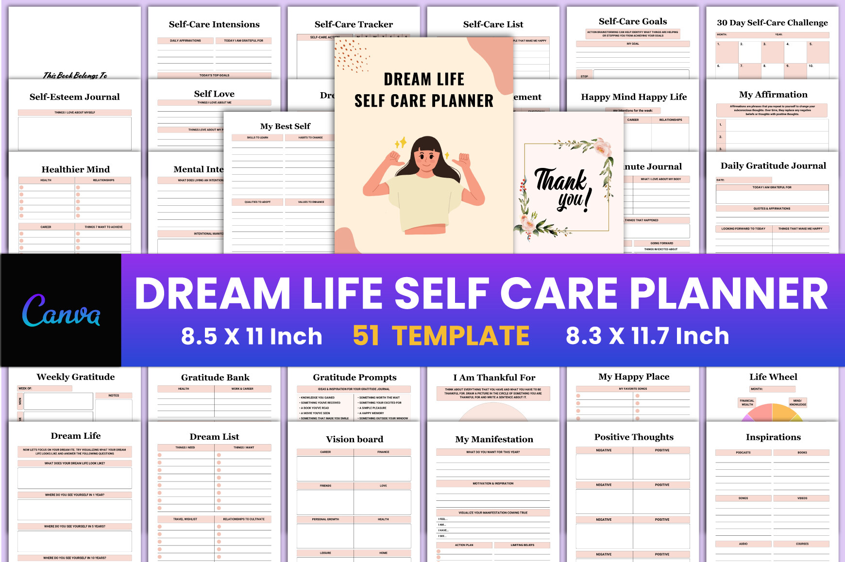 Dream Life Self Care Planner Canva Graphic by munjixpro · Creative Fabrica