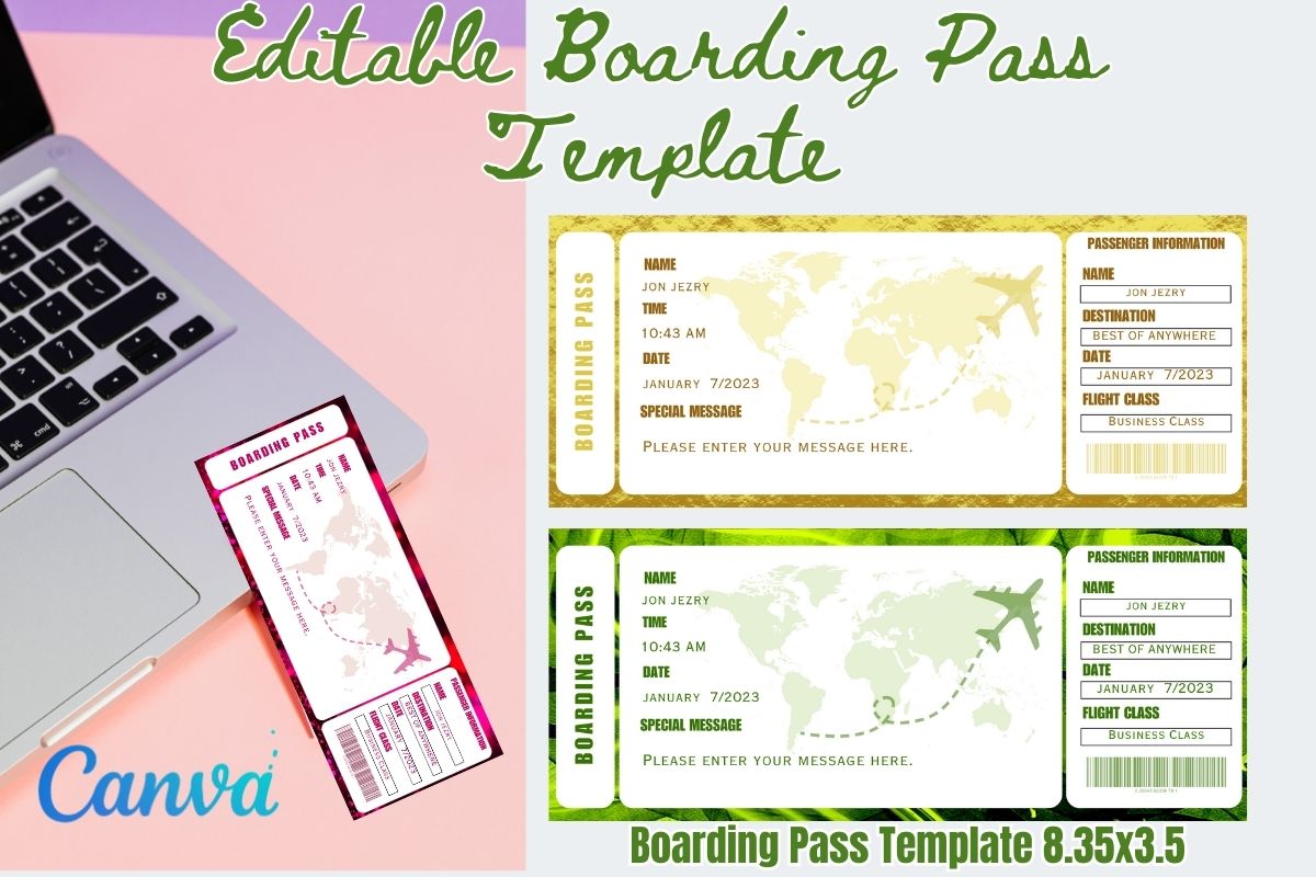 Editable Boarding Pass Canva Templates