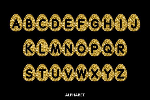 Gold Easter Eggs Font PNG with transparent background - Preview 1