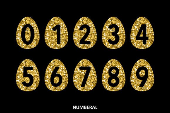 Gold Easter Eggs Font PNG with transparent background - Preview 2