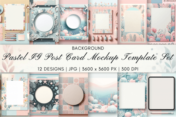 Pastel Ig Post Card Mockup Template Set Graphics