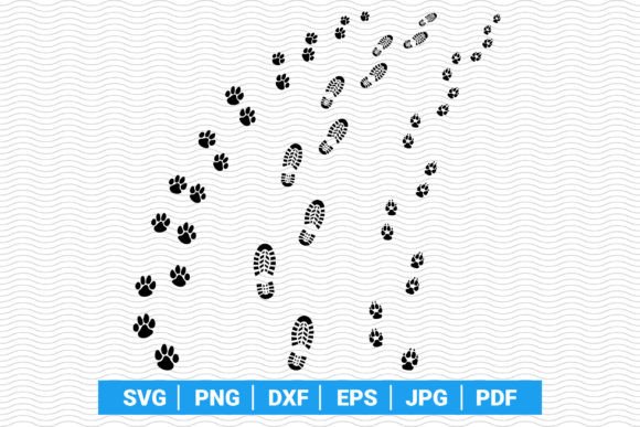 SVG Footprints Man&Dogs, Digital Clipart