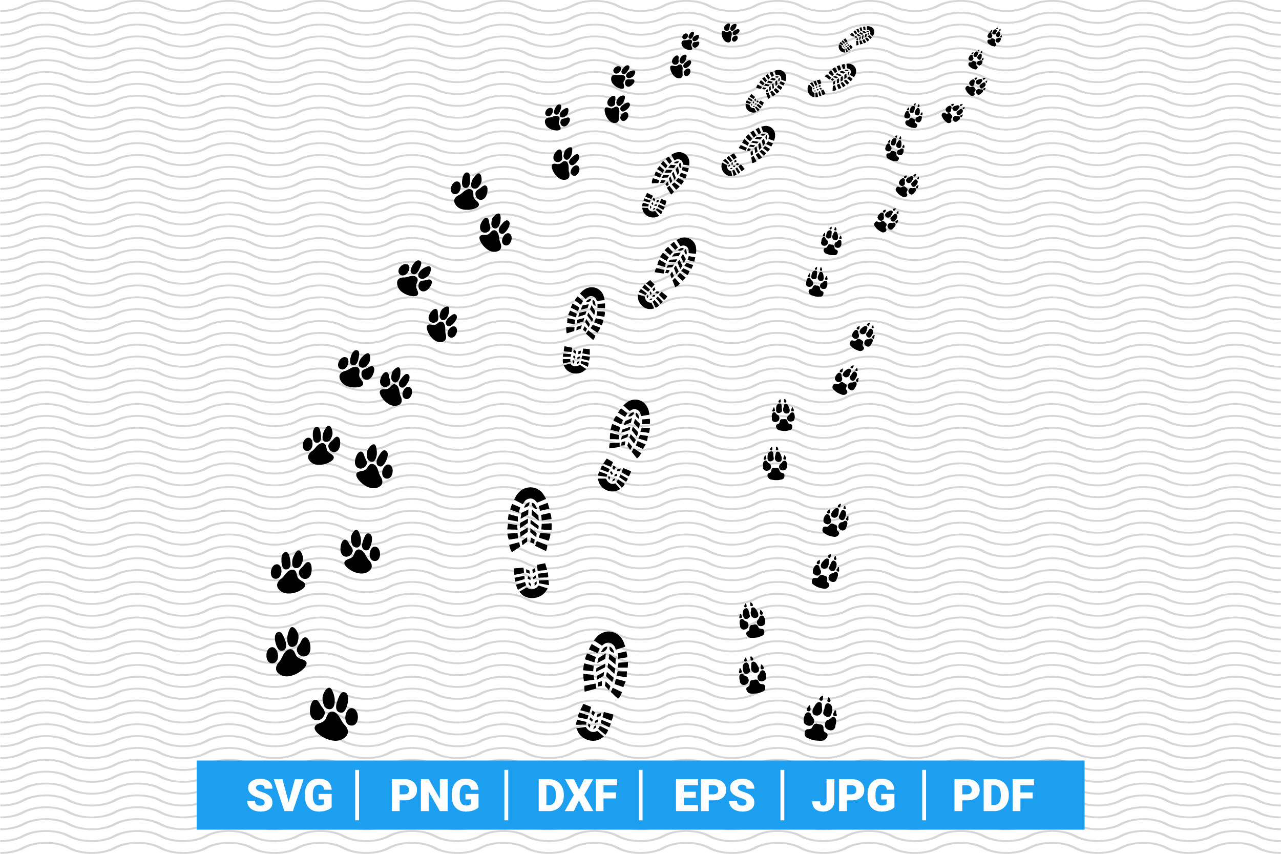 SVG Footprints Man&Dogs, Digital Clipart