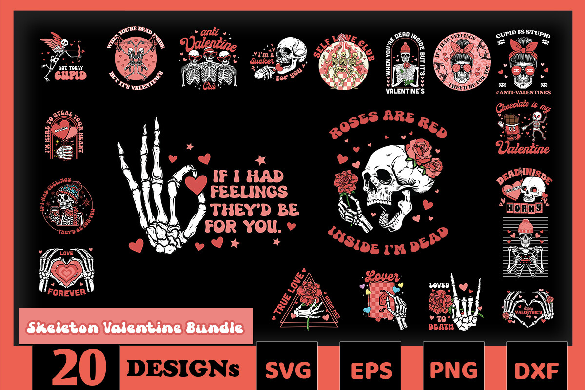 Valentine Skeleton SVG Bundle Graphic by Skinite · Creative Fabrica