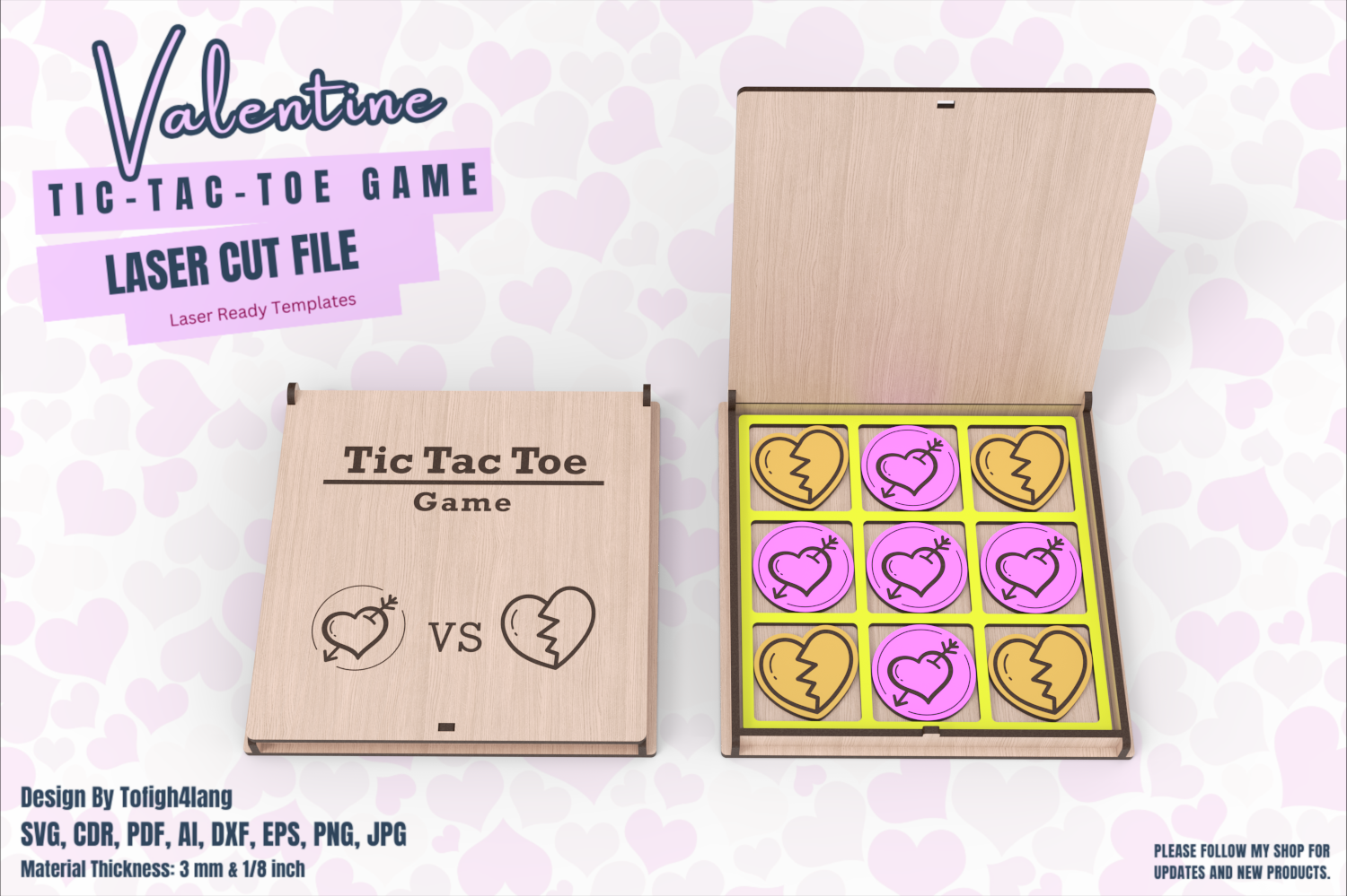 Valentine Tic Tac Toe Game | Laser Cut