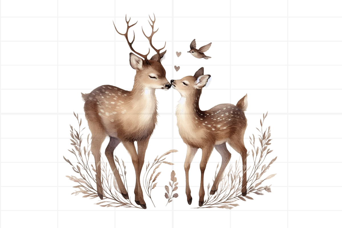 Watercolor Boho Deer Clipart