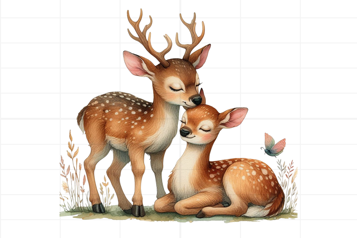 Watercolor Boho Deer Clipart
