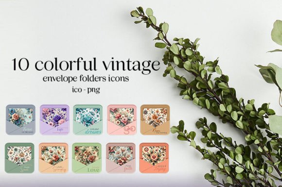 10 Colorful Vintage Folder Icons
