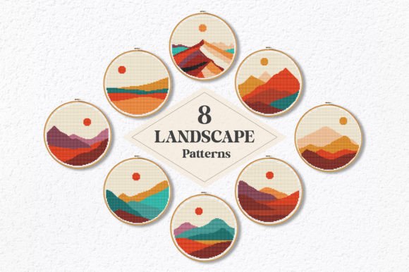 8 Landscapes Cross Stitch Patterns PDF
