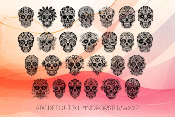 Aztec Tribal Sugar Skull Font - Preview 1