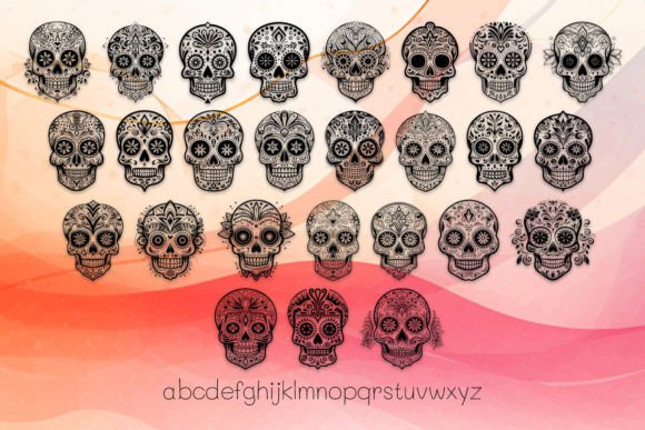 Aztec Tribal Sugar Skull Font - Preview 2