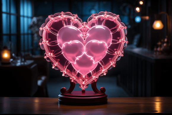 Bright Heart. Neon Sign. Retro Neon Hear Graphic AI Graphics By saydurf