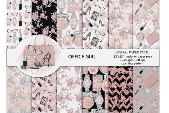 Cosmetics Digital Paper, Make Up Pattern