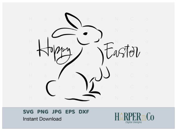 Hoppy Easter Svg Hand Drawn Bunny Png Graphics