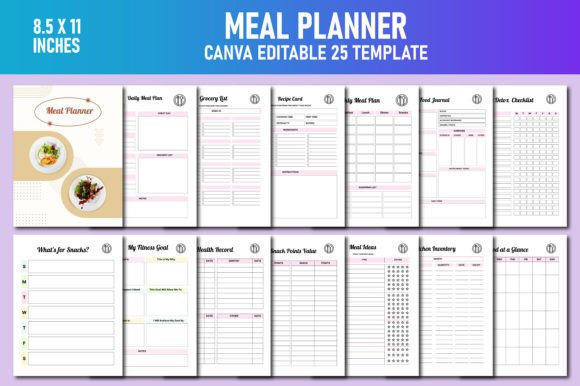 Meal Planner, Food Diary Canva KDP