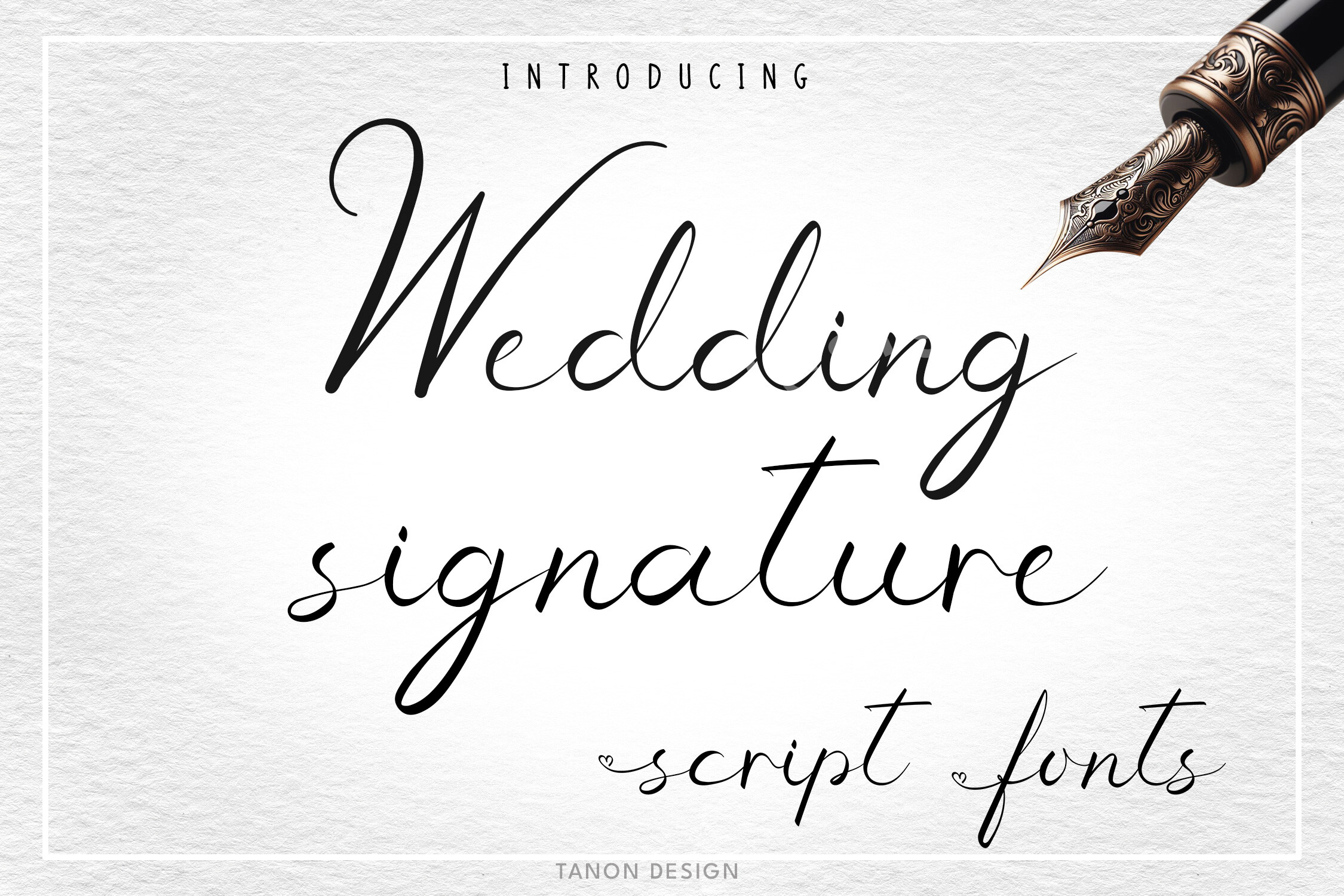 Wedding signature script font preview with elegant pen detail