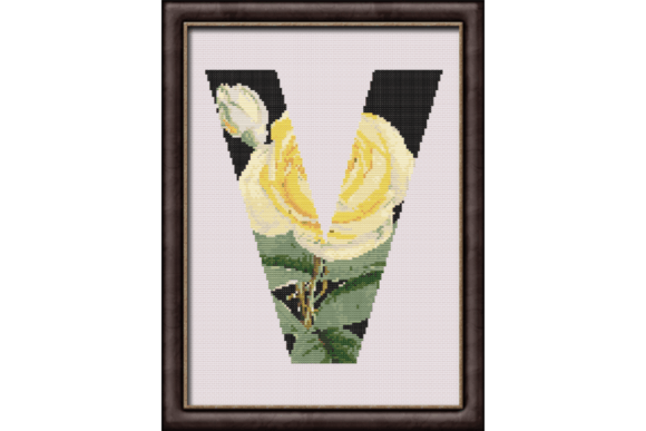 Yellow Rose on Black V Monogram