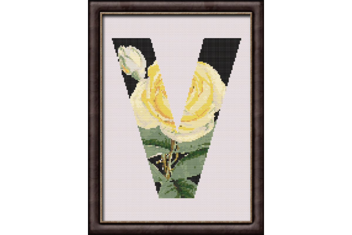 Yellow Rose on Black V Monogram