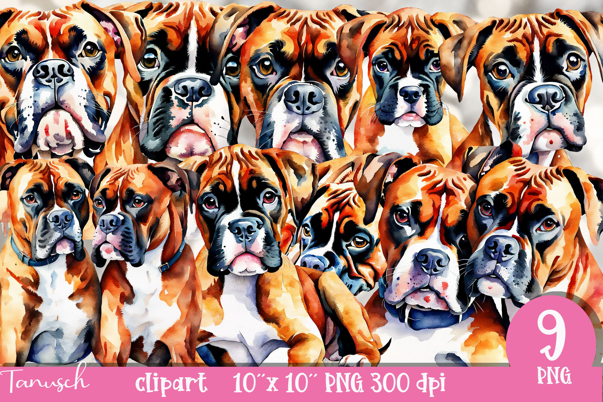Watercolor Boxer Dog Clipart PNG Graphic by TanuschArts · Creative Fabrica