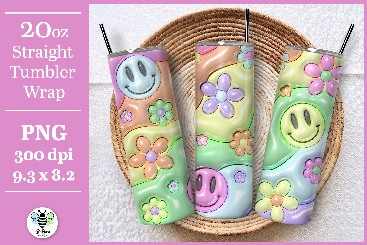 3D Inflated Puff Tumbler Wrap Graphic by B Renee Design · Creative Fabrica