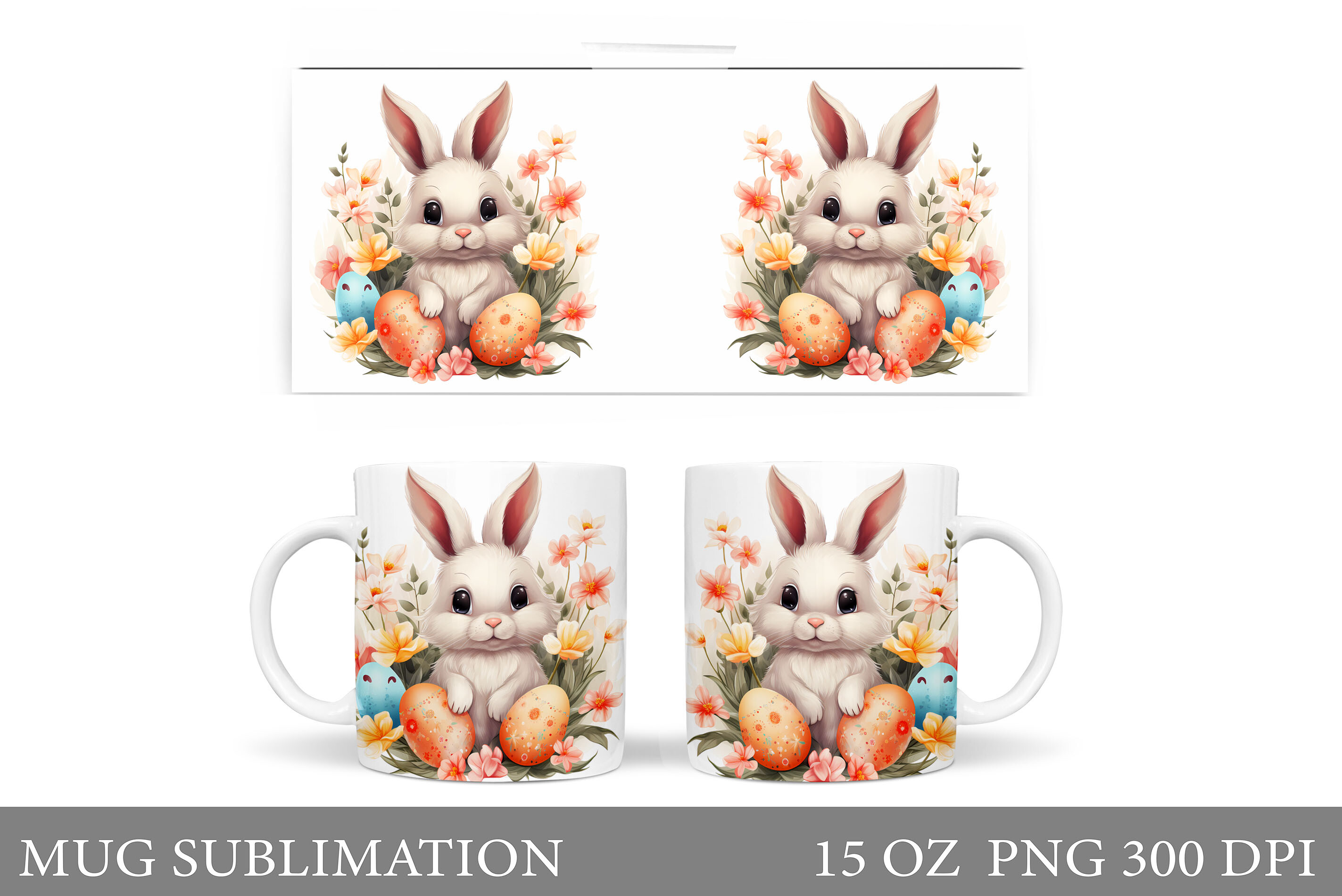Bunny Easter Mug Wrap Sublimation Graphic by shishkovaiv · Creative Fabrica