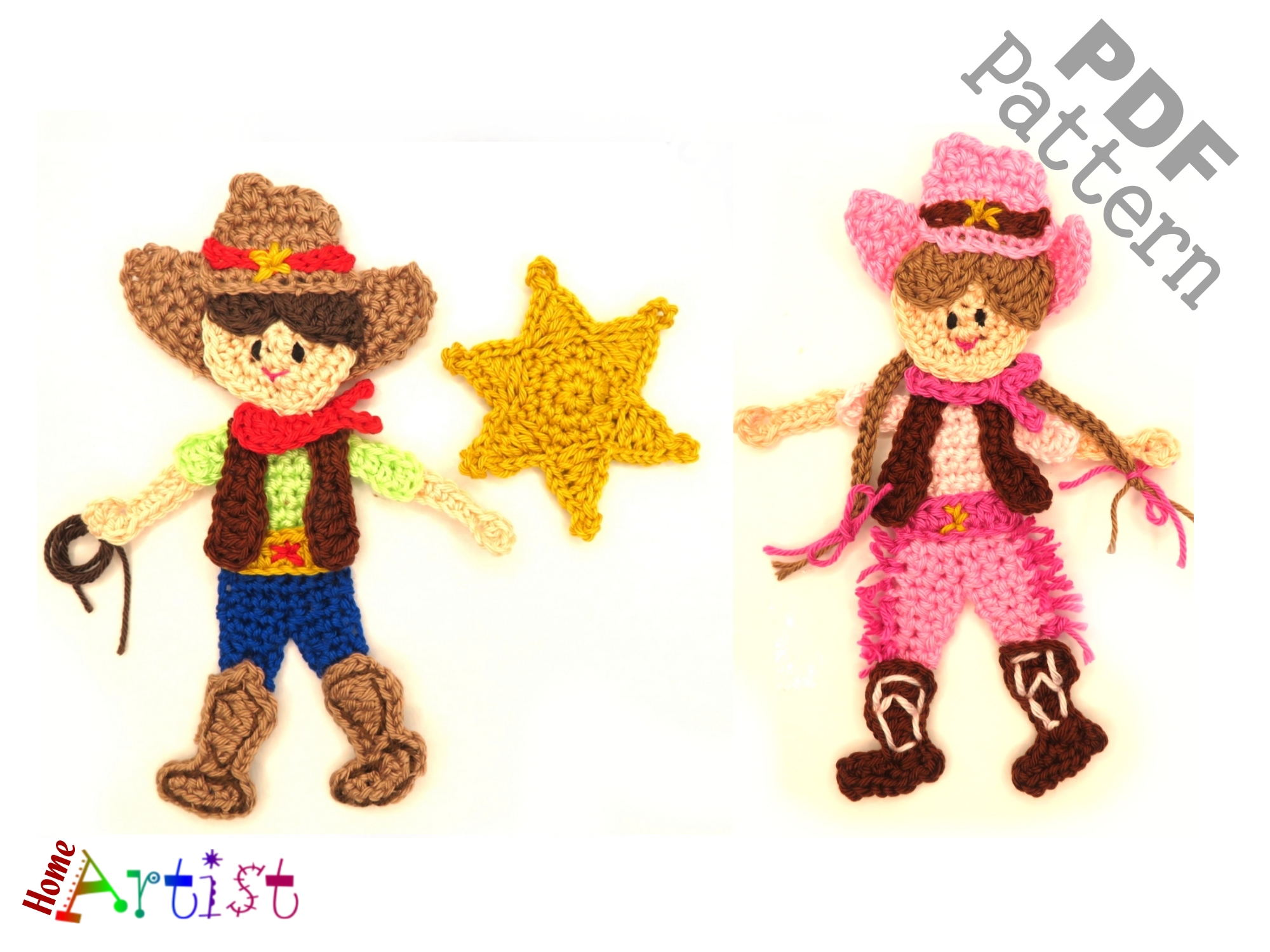 Cowboy Sheriff Crochet Pattern Applique