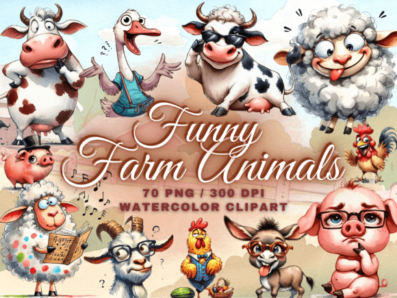 Cute Funny Farm Animals Clipart Farm PNG