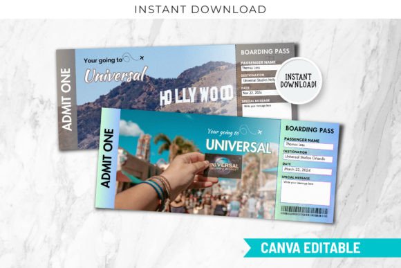 Editable Surprise Vacation Trip Ticket