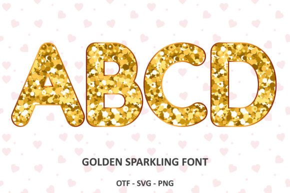 Golden Sparkling Font PNG with transparent background - Preview 1