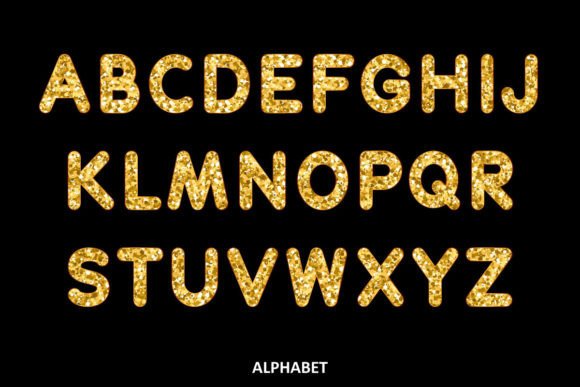 Golden Sparkling Font PNG with transparent background - Preview 2