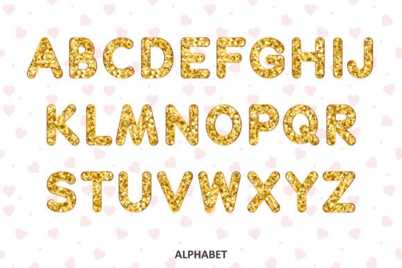 Golden Sparkling Font PNG with transparent background - Preview 3